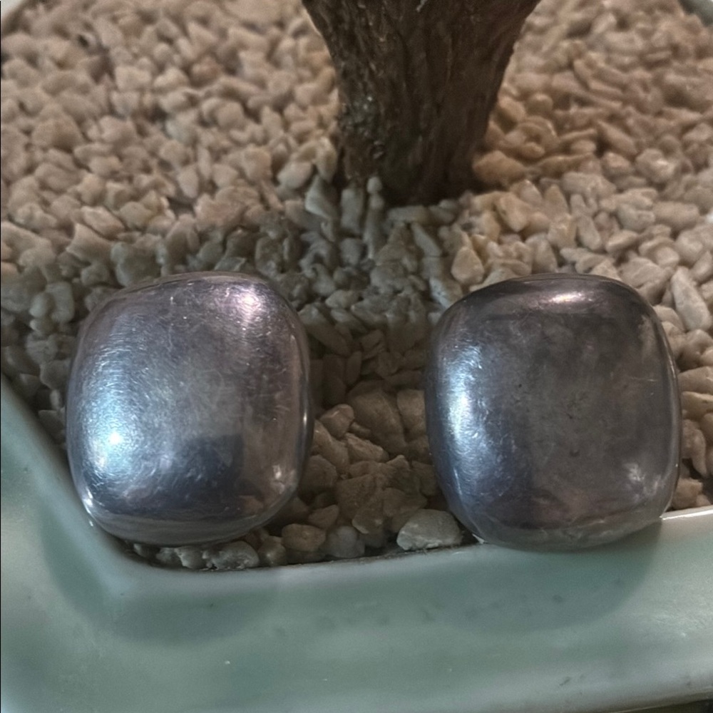 Vintage Silver Square clip on earrings